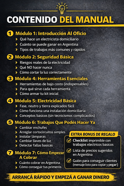 Aprendé Electricidad Básica y Empezá a Cobrar en 7 Días (Guía Práctica Paso a Paso)